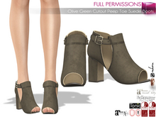 Full Perm Olive Green Cutout Peep Toe Suede Boots For Legacy Maitreya 5.3 LaraX Slink Belleza Tonic Ocacin Ebody Reborn