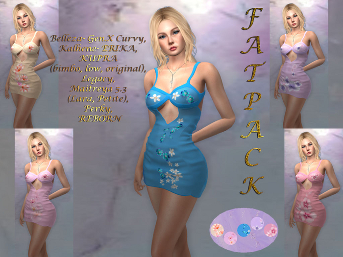 &ML& Fatpack Erotic Dress "Delicate flower" with HUD (5 colors) ALLBODIES