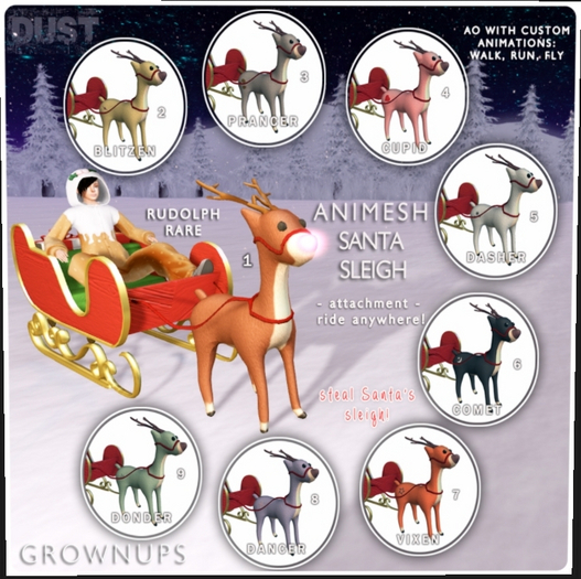 1 DUST: Animesh Santa Sleigh - Rudolph RARE