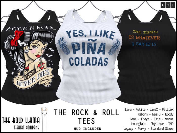 The Bold Llama T-Shirt Co. ROCK & ROLL Tees
