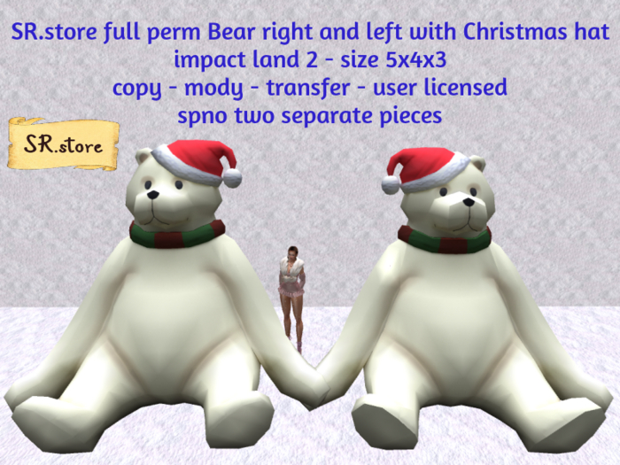 SR.store full perm Bear right and left with Christmas hat