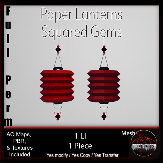 Full Perm  Paper Lantern Squared Gems