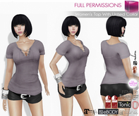 Full Perm Female Lace Up Front Casual Tee T-shirt Top for Maitreya 5.3 LaraX Ebody Reborn Legacy Belleza Slink Tonic