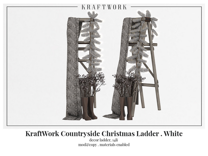 KraftWork Countryside Christmas Ladder White (Add Me)