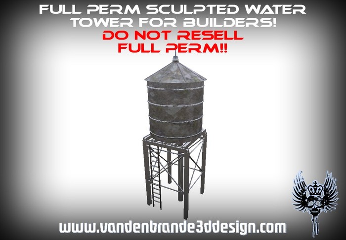 ~Full perm sculpted water tower / water tank for roof + Maps! and texture