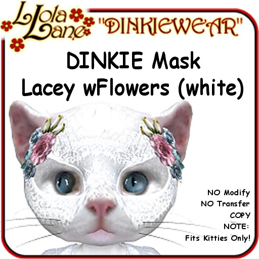 dinkie tiny DINKIEWEAR white Lacey wFlowers Mask