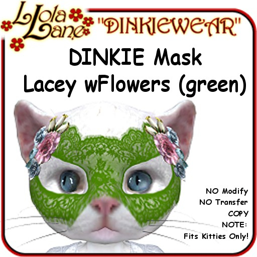 dinkie tiny DINKIEWEAR green Lacey wFlowers Mask