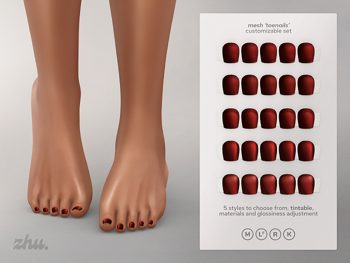 zhu. Velvet mesh toenails