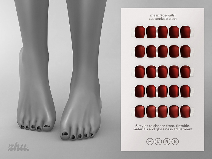 zhu. Velvet mesh toenails DEMO