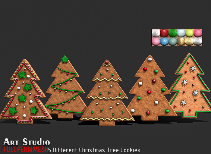 Art Studio.FULL PERM \\ 5 Different Christmas Tree Cookies