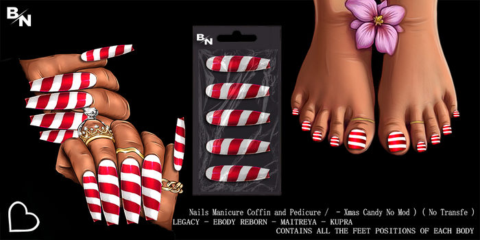 BN -Nails Manicure Coffin + Pedicure - Xmas Candy