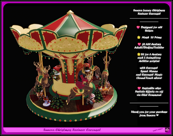 Sunora Luxury Christmas Reeineer Carousel