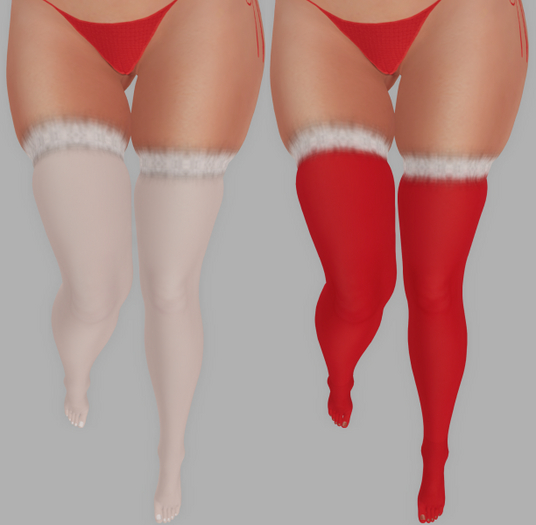 Stocking White & Red  with white fur BOM