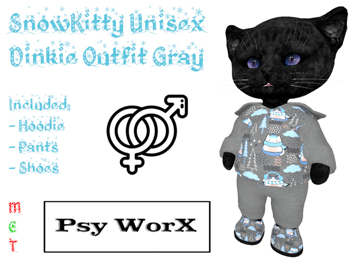 >PsyWorX< SnowKitty Unisex Dinkie Outfit Gray