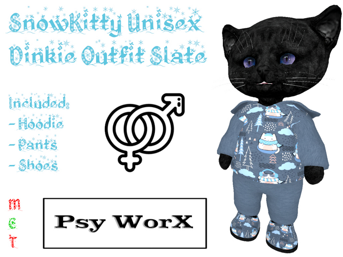 >PsyWorX< SnowKitty Unisex Dinkie Outfit Slate