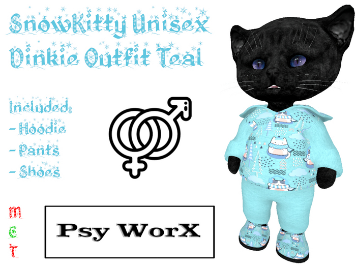 >PsyWorX< SnowKitty Unisex Dinkie Outfit Teal