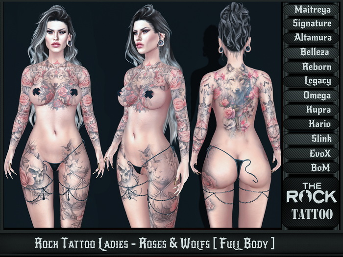 Rock Tattoo Ladies - Roses & Wolfs [ Full Body ]