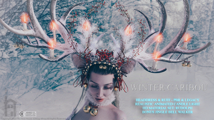 TRH3D-Winter Caribou Headdress (Rudolph)