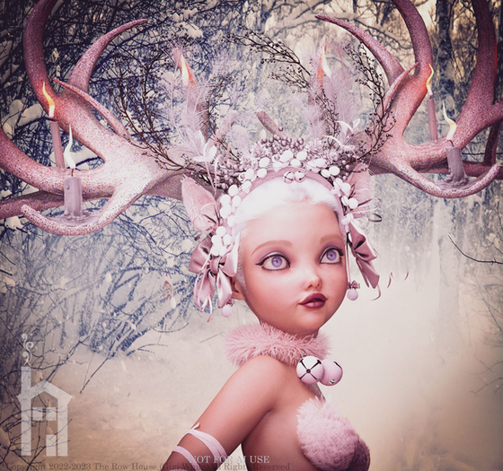 TRH3D-Winter Caribou Headdress (PINK DEERLING)