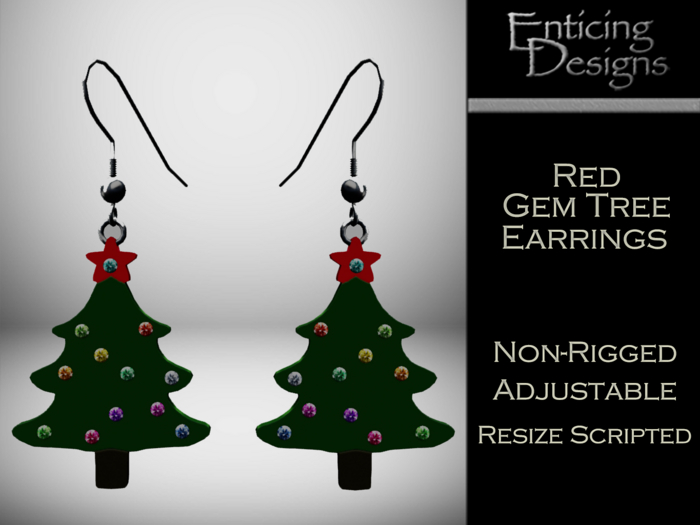 *ED Gem Tree Earrings - Red