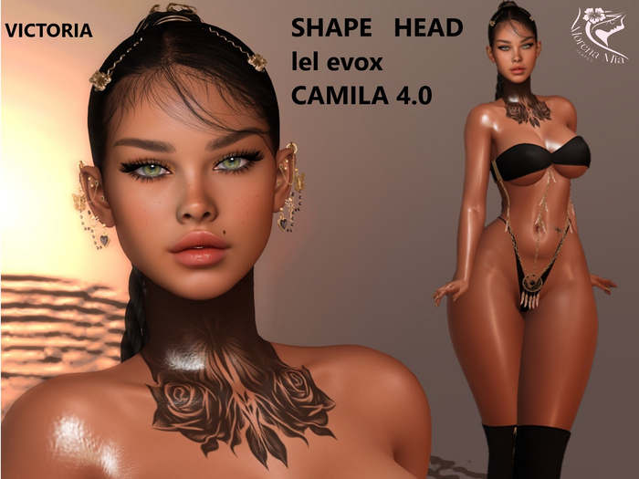 VICTORIA SHAPE HEAD EvoX  CAMILA  4.0 Lelutka (Maitreya,larax,legacy,,Reborn,Erika ,,Belleza Gen.X Curvy.Kupra
