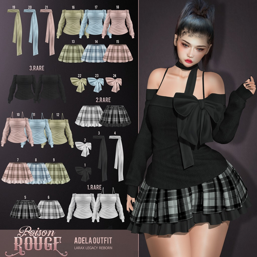 26. POISON ROUGE Adela Ruffle Skirts White & Black Reborn RARE