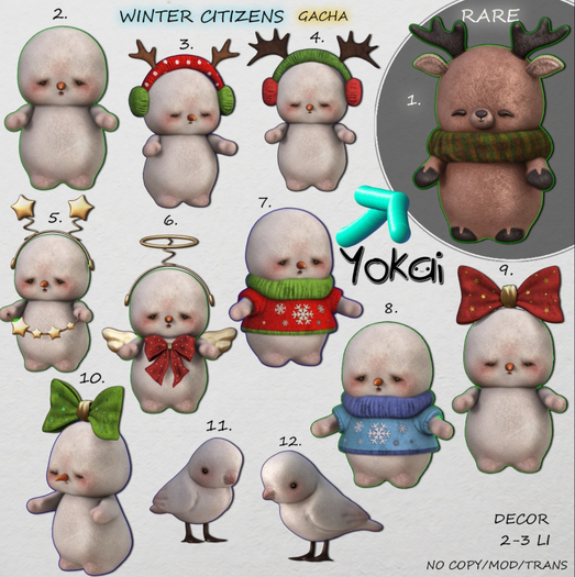 1.YOKAI - Winter Citizens - Deer Snowman RARE