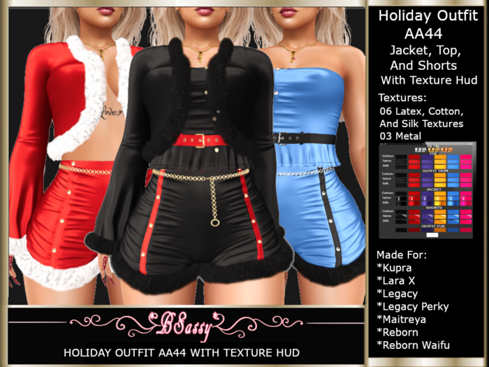 *BSASSY* AA44 HOLIDAY OUTFIT WITH TEXTURE HUD