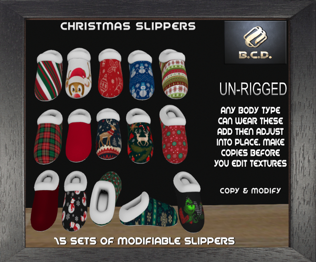 BCD Christmas Slippers Modifiable