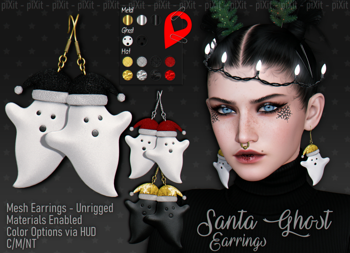 [piXit] Santa Ghost Earrings