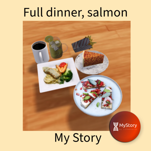 Full dinner, salmon main course