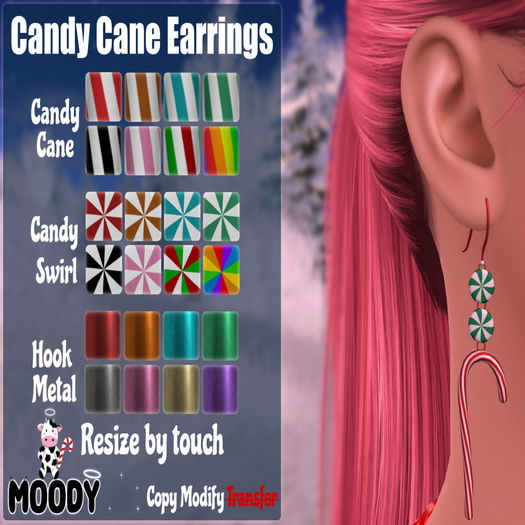 Candy Cane Earrings Set (Moody)