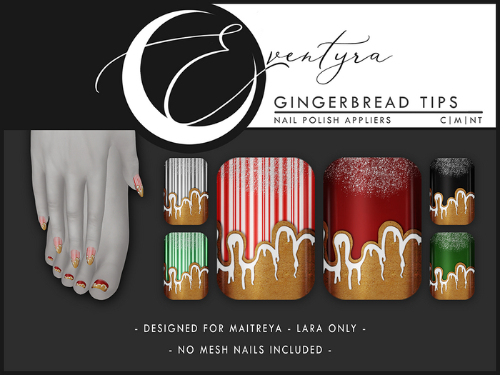 Eventyra - Maitreya Nail HUD - Gingerbread Tips