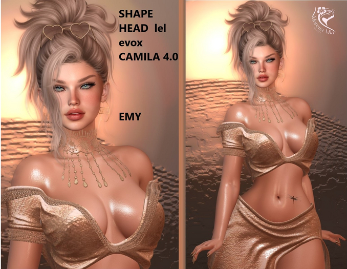 EMY SHAPE HEAD EvoX  CAMILA  4.0 Lelutka (Maitreya,larax,legacy,,Reborn,Erika ,,Belleza Gen.X Curvy.Kupra