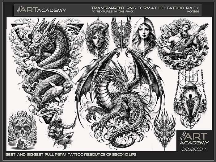 Tato Texture Second Life Marketplace - @PAA - Tattoo Texture Pack 1299