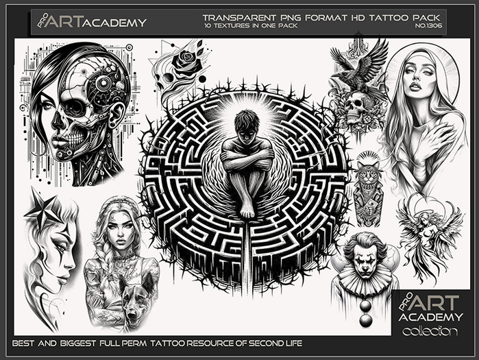 Tattoo Texture Map Second Life Marketplace - @PAA - Tattoo Texture Pack 1306