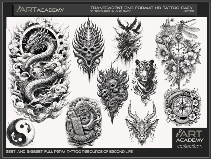 Tato Texture Second Life Marketplace - @PAA - Tattoo Texture Pack 1315