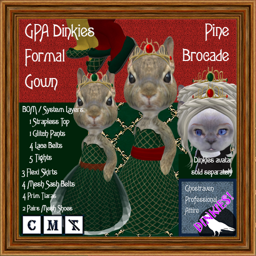 GPA Dinkies Formal Gown BOM - Pine Brocade Print