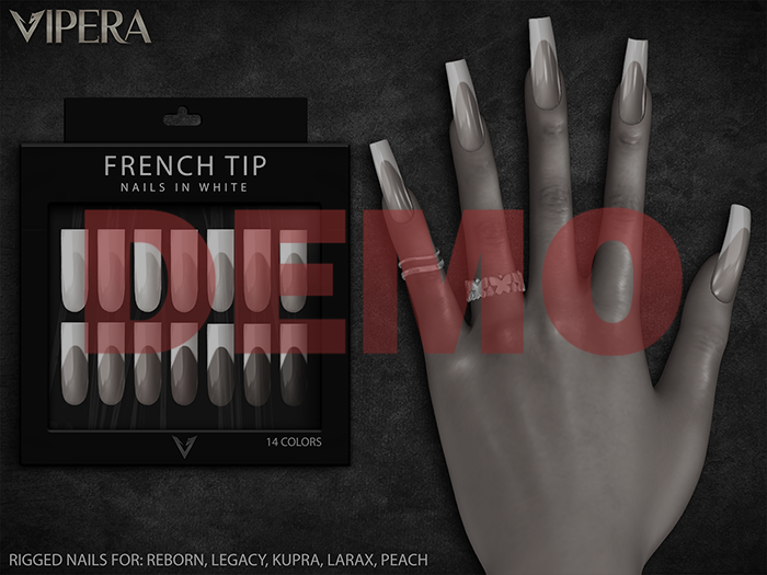 [VIPERA] DEMO French Tip - Square Nails (White)