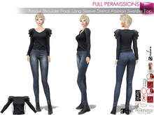 Full Perm Armour Shoulder Pads Long Sleeve Stretch Fashion Sweater Top Legacy Maitreya 5.3 LaraX Slink Ebody Reborn
