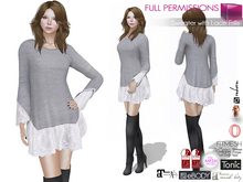 Full Perm Sweater with Lace Frills for Ocacin Slink Maitreya 5.3 LaraX Belleza Tonic TMP Ebody Reborn Legacy