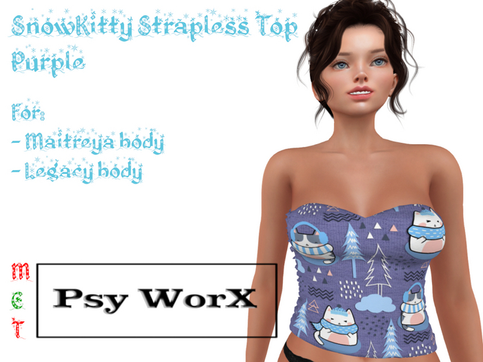 >Psy WorX< SnowKitty Strapless Top Purple