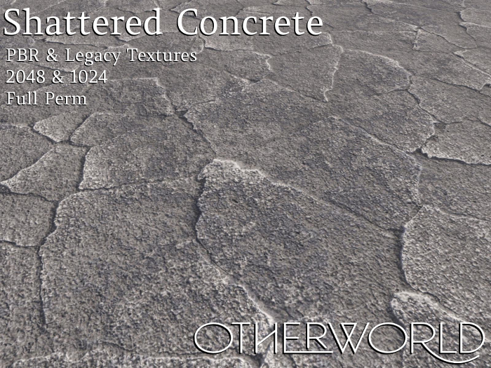 Otherworld PBR Materials - Shattered Concrete CMT