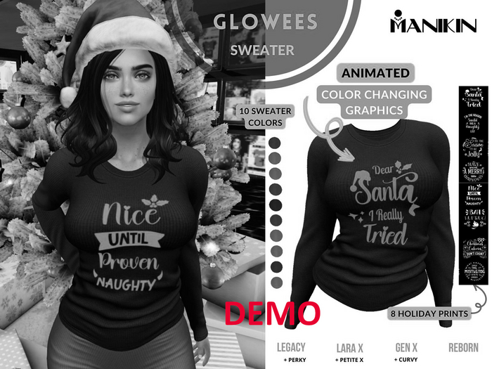DEMO  Animated Holiday Sweater Fatpack - Automatic Color-Changing "Glowees" by Manikin