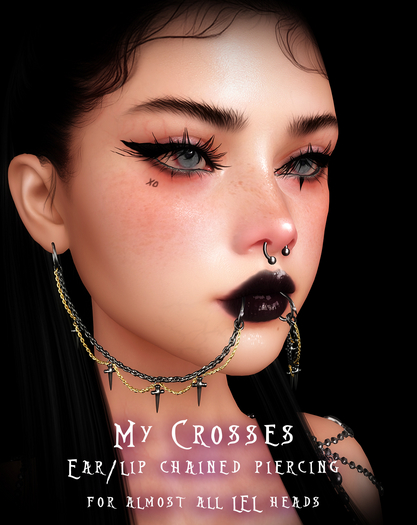 Moon Coven: My Crosses Ear-Lip Chained Piercing