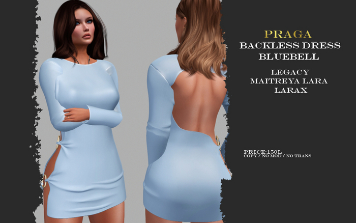 Praga Backless Dress - Bluebell