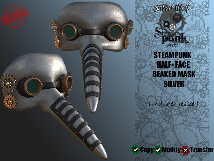 SW - Steampunk Beaked Mask Silver Version (Box)