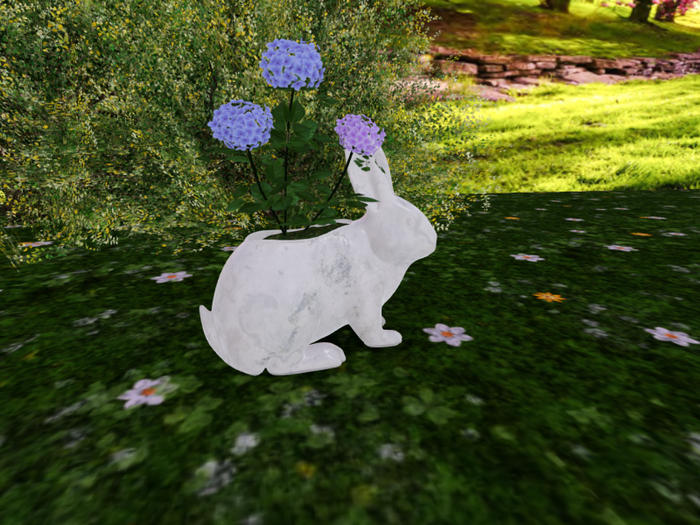 White Marble Bunny with Blue Hydrangea - NEW 2025