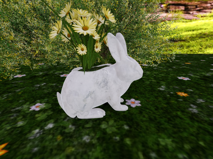 White Marble Bunny with Yellow Daisies (rare) - NEW 2025