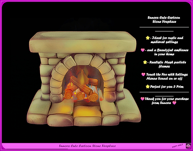 Sunora Cute Cartoon Stone Fireplace